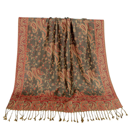 Anna-Kaci Autumn Winter Vintage Faux Cashmere Tassel Shawl Wrap with Soft Breathable Weave - 71IN¡Á27IN