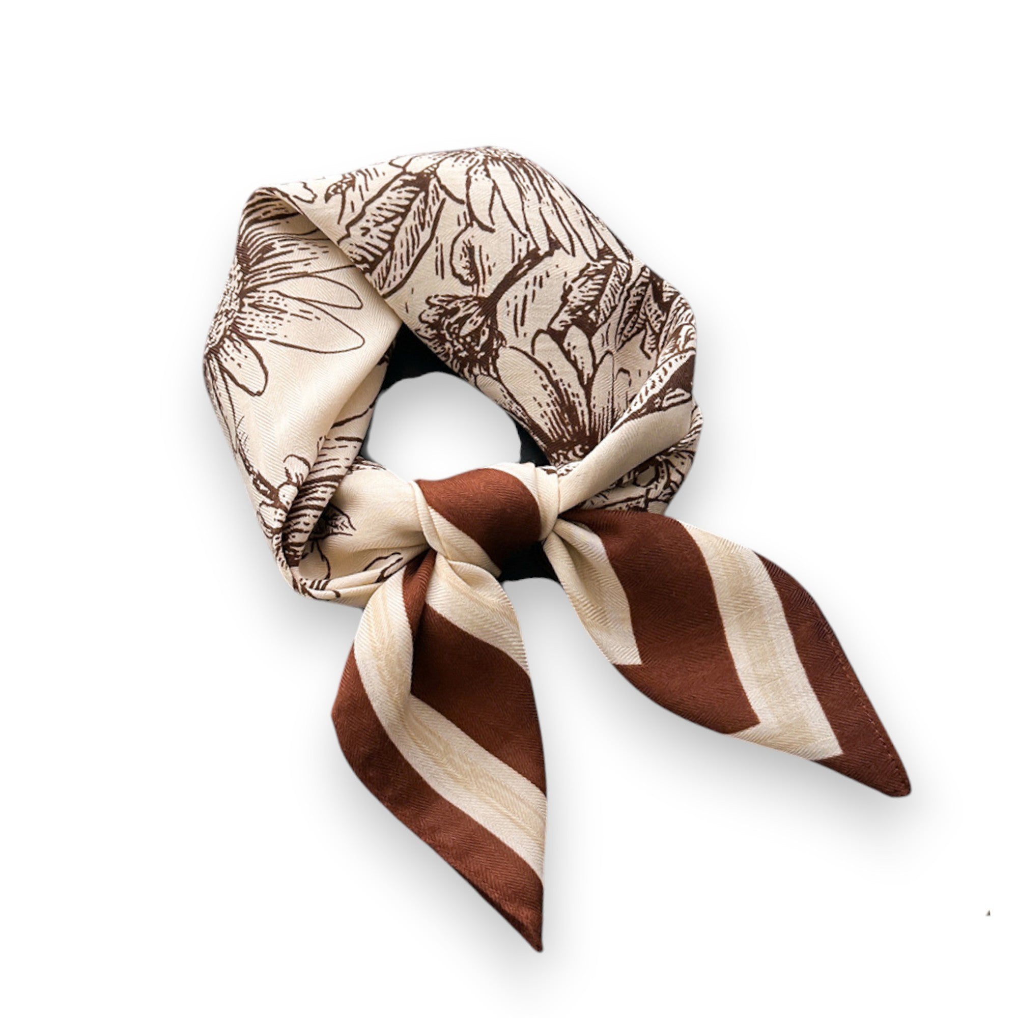 Anna-Kaci Women's Floral Print Square Scarf with Striped Border 26.7¡Á26.7 inches
