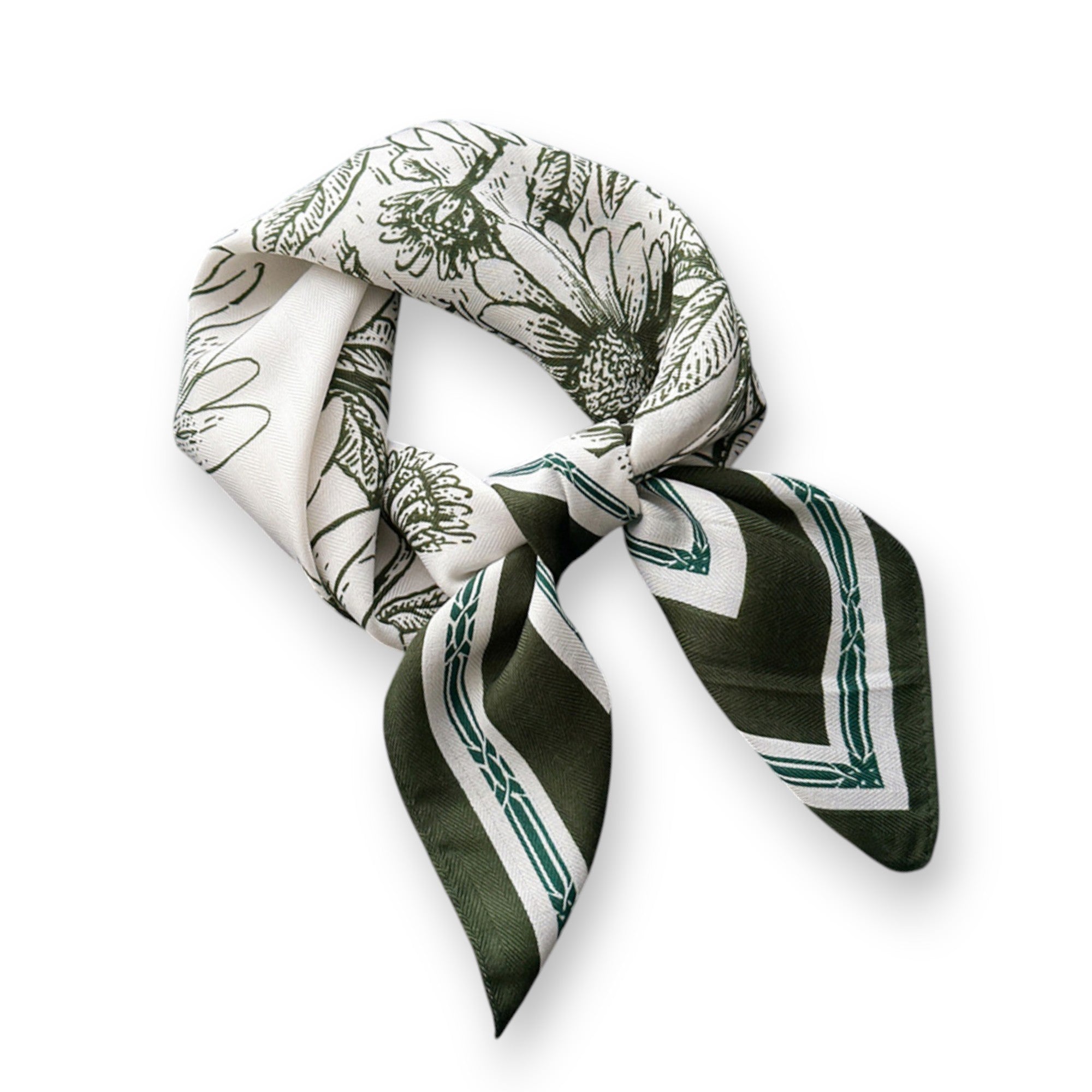 Anna-Kaci Women's Floral Print Square Scarf with Striped Border 26.7¡Á26.7 inches