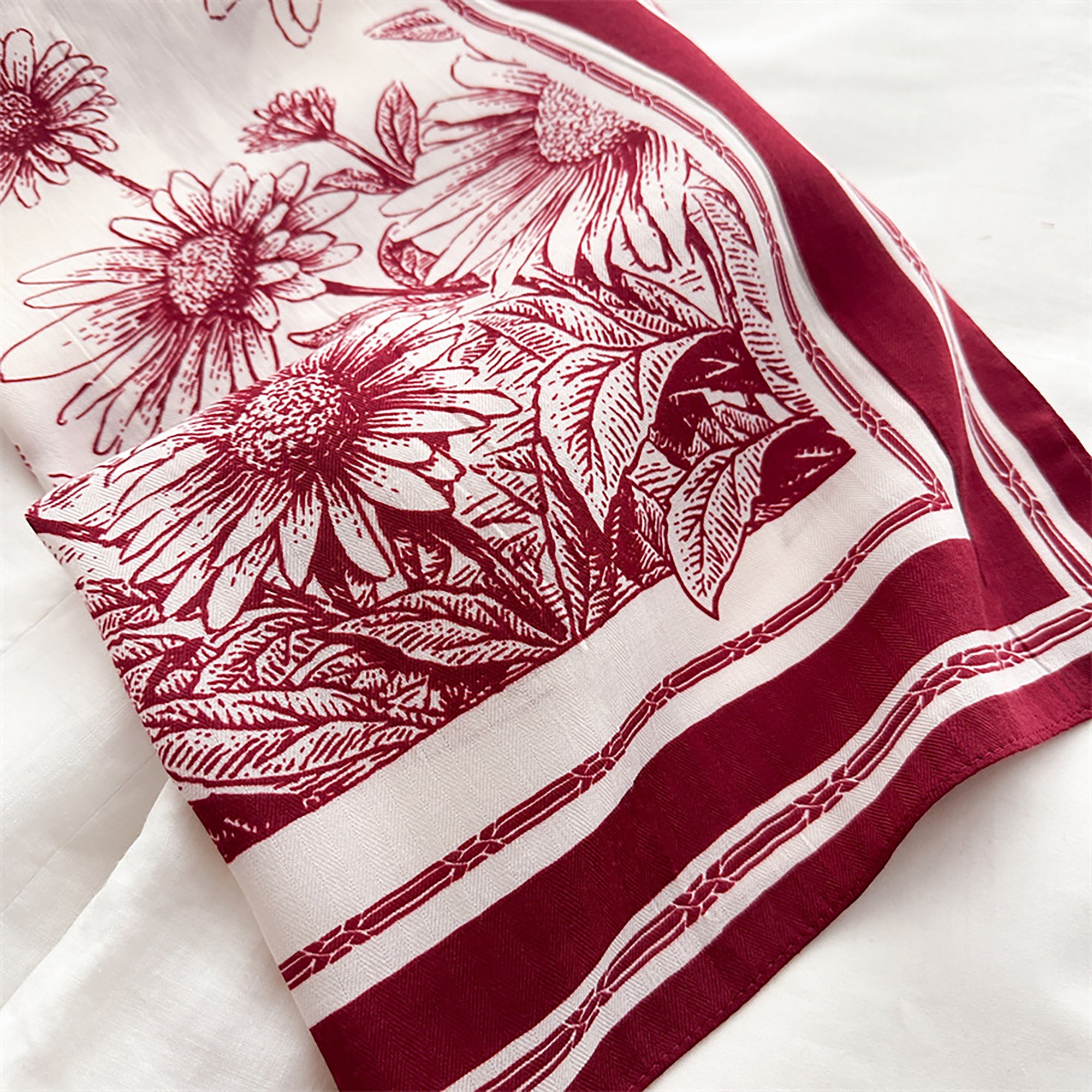 Anna-Kaci Women's Floral Print Square Scarf with Striped Border 26.7¡Á26.7 inches