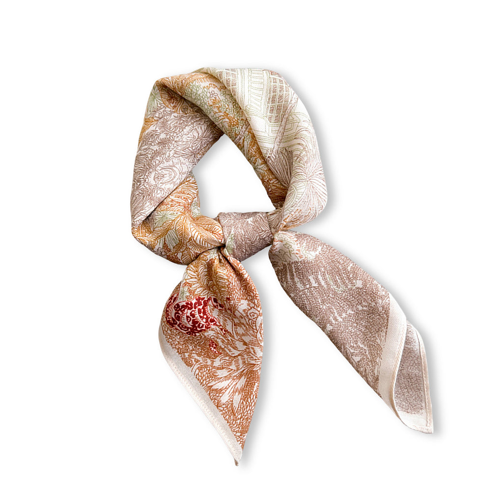 Anna-Kaci Womens Lightweight Square Satin Scarf with Botanical Inspired Print Soft Draped Finish