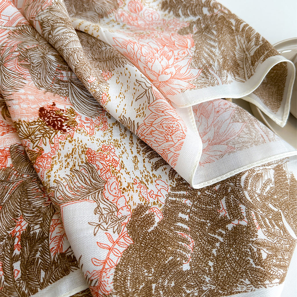 Anna-Kaci Womens Lightweight Square Satin Scarf with Botanical Inspired Print Soft Draped Finish