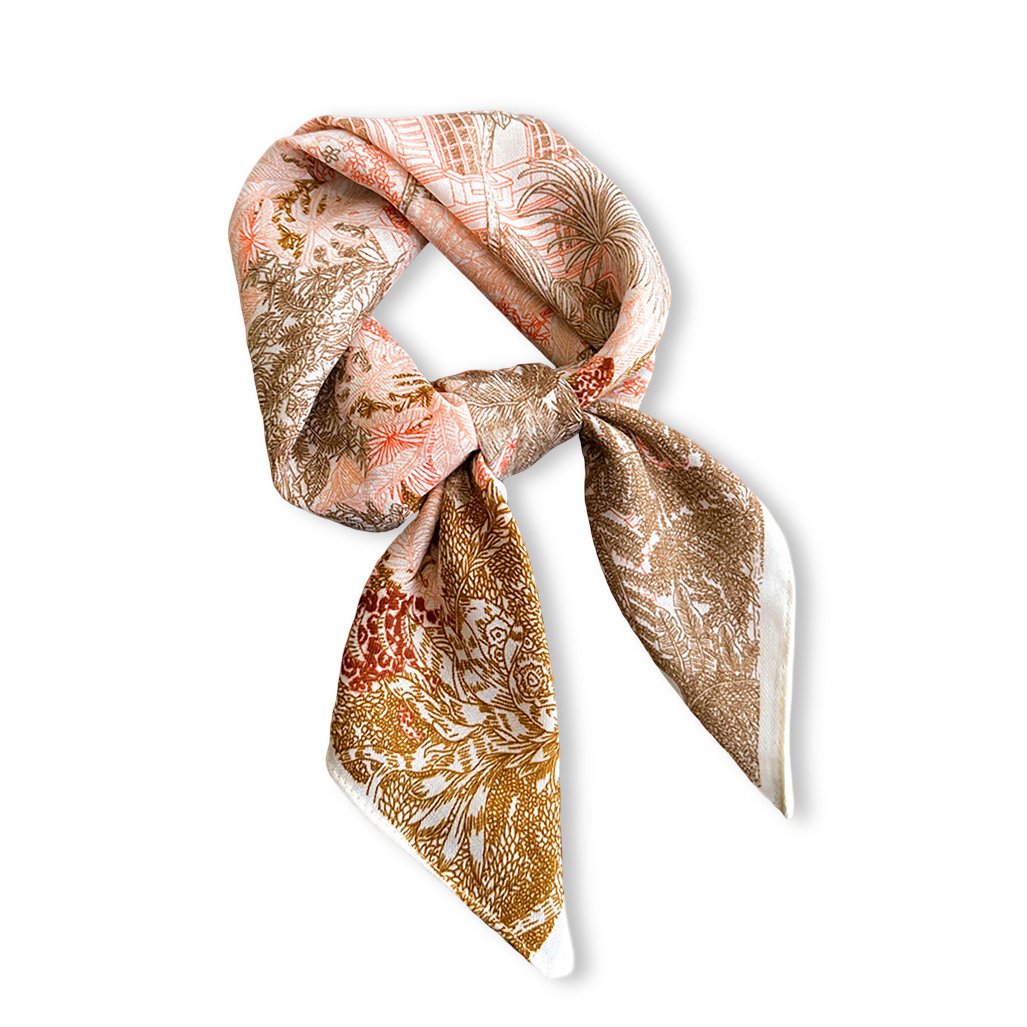 Anna-Kaci Womens Lightweight Square Satin Scarf with Botanical Inspired Print Soft Draped Finish