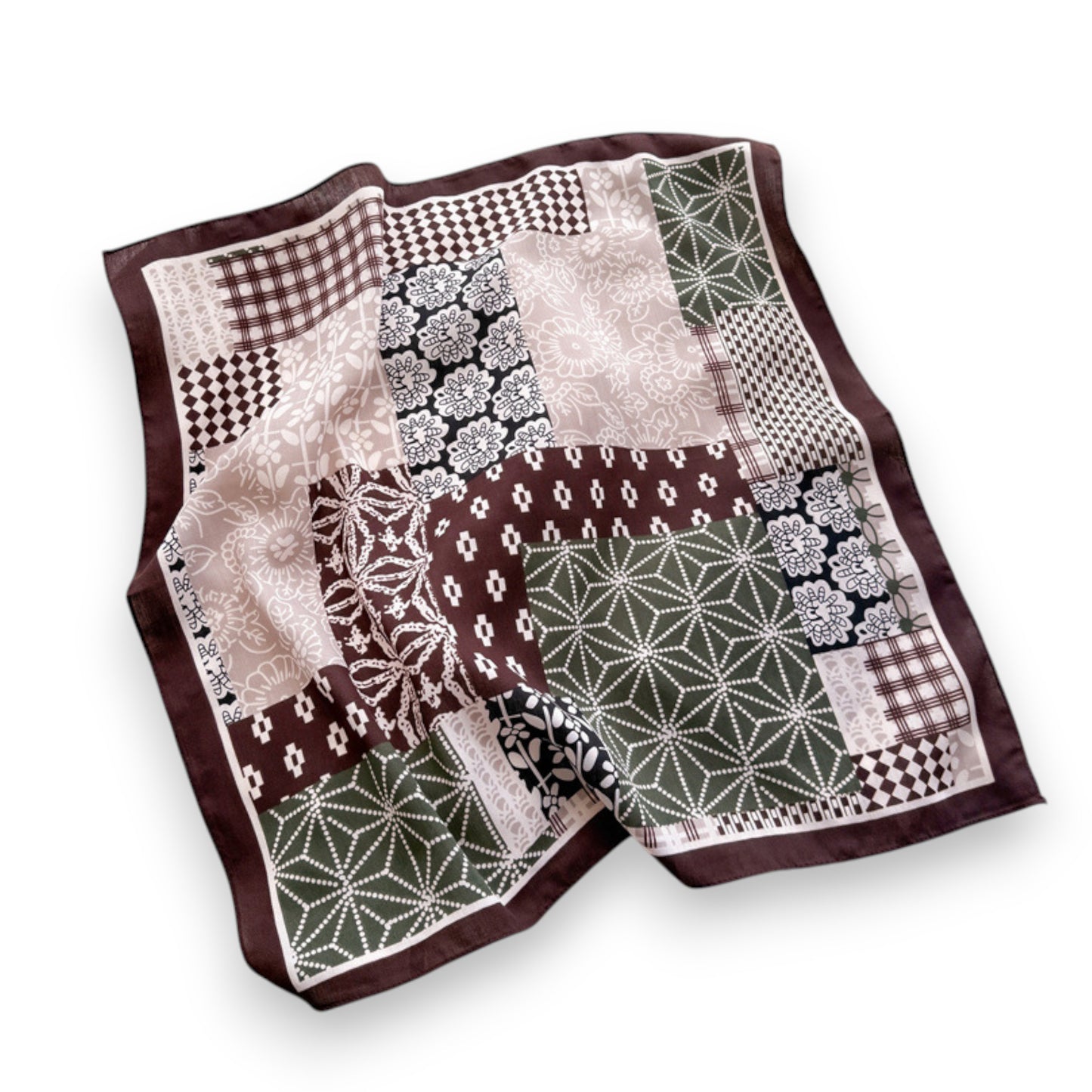 Anna-Kaci Women's Patchwork Geometric Print Cotton-Linen Feel Square Scarf 26.7¡Á26.7 Inches