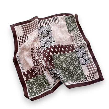 Anna-Kaci Women's Patchwork Geometric Print Cotton-Linen Feel Square Scarf 26.7¡Á26.7 Inches