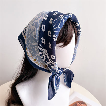 Anna-Kaci Women's Patchwork Geometric Print Cotton-Linen Feel Square Scarf 26.7¡Á26.7 Inches