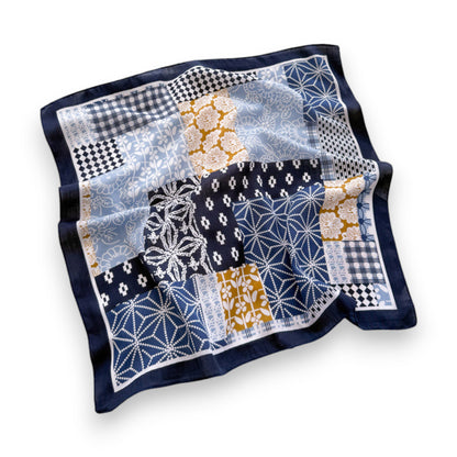 Anna-Kaci Women's Patchwork Geometric Print Cotton-Linen Feel Square Scarf 26.7¡Á26.7 Inches