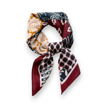 Anna-Kaci Women's Patchwork Geometric Print Cotton-Linen Feel Square Scarf 26.7¡Á26.7 Inches