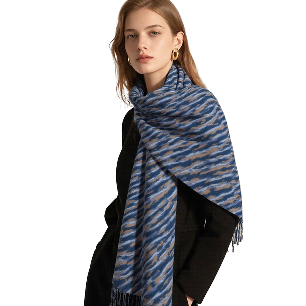 Anna-Kaci Women's Zebra Pattern Soft Brushed Scarf with Fringe Tassel Ends 70.5¡Á27.5 Inches