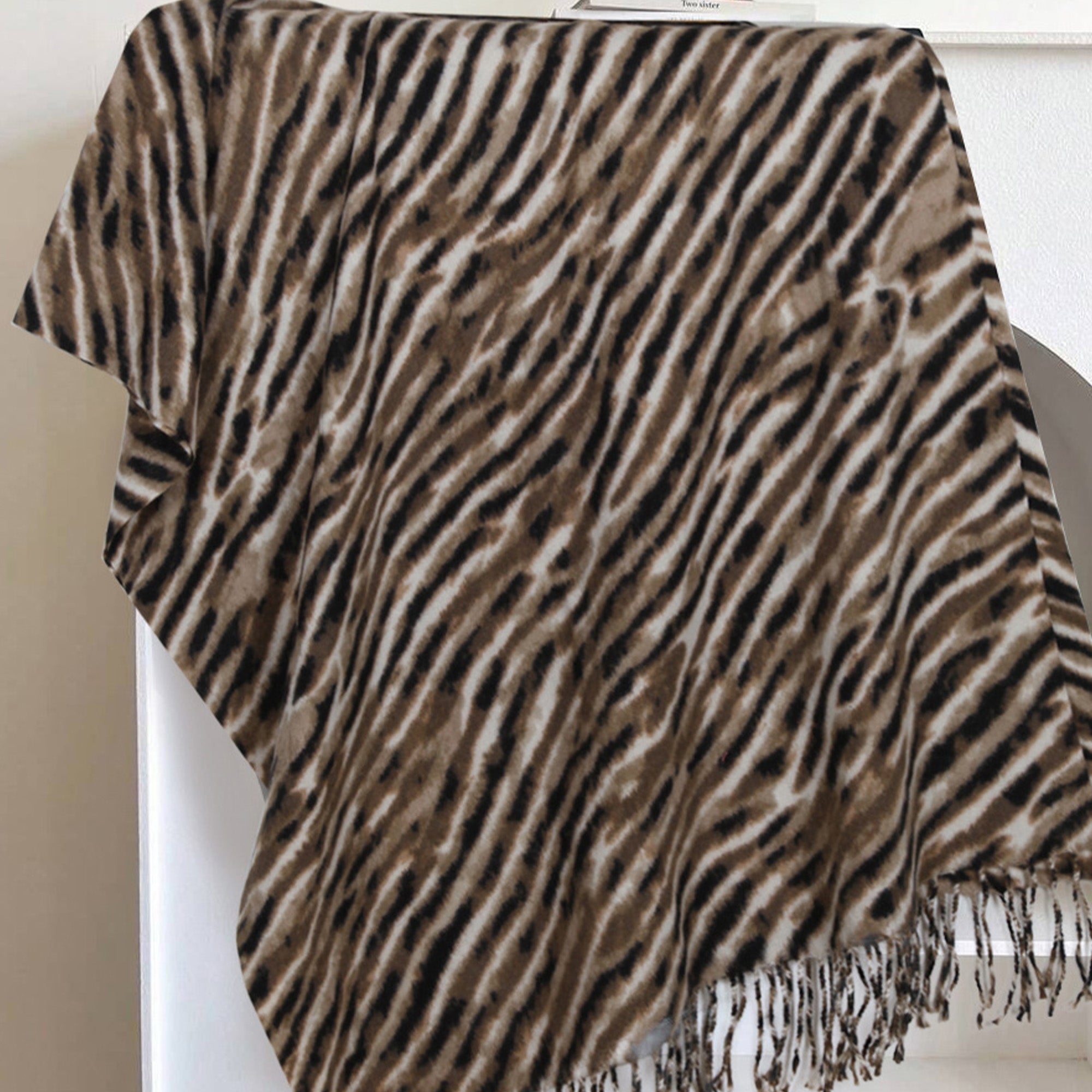 Anna-Kaci Women's Zebra Pattern Soft Brushed Scarf with Fringe Tassel Ends 70.5¡Á27.5 Inches