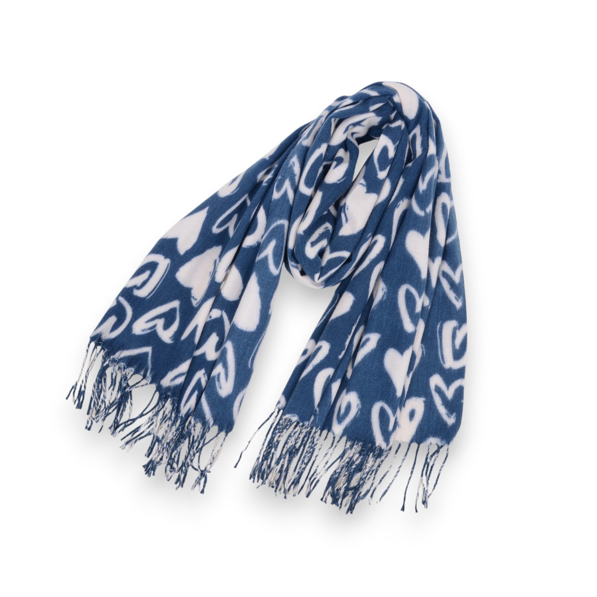 Anna-Kaci Women's Soft Heart Pattern Brushed Scarf with Fringe Tassel Ends 70.5¡Á27.5 Inches