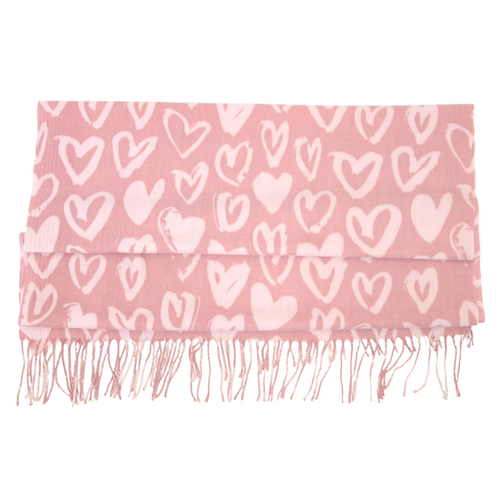 Anna-Kaci Women's Soft Heart Pattern Brushed Scarf with Fringe Tassel Ends 70.5¡Á27.5 Inches