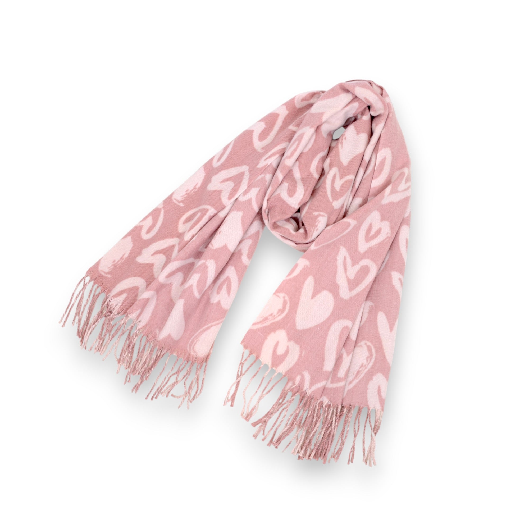 Anna-Kaci Women's Soft Heart Pattern Brushed Scarf with Fringe Tassel Ends 70.5¡Á27.5 Inches