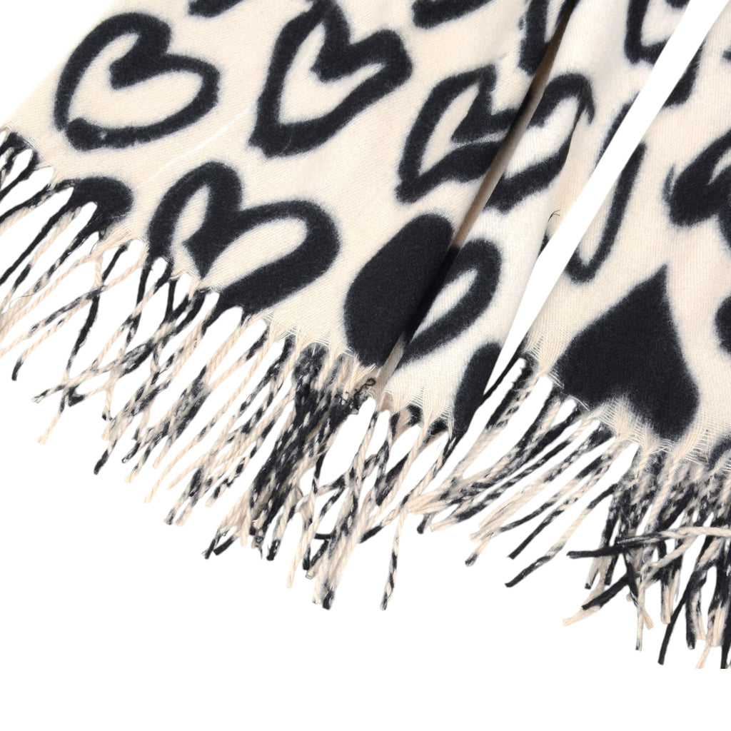 Anna-Kaci Women's Soft Heart Pattern Brushed Scarf with Fringe Tassel Ends 70.5¡Á27.5 Inches