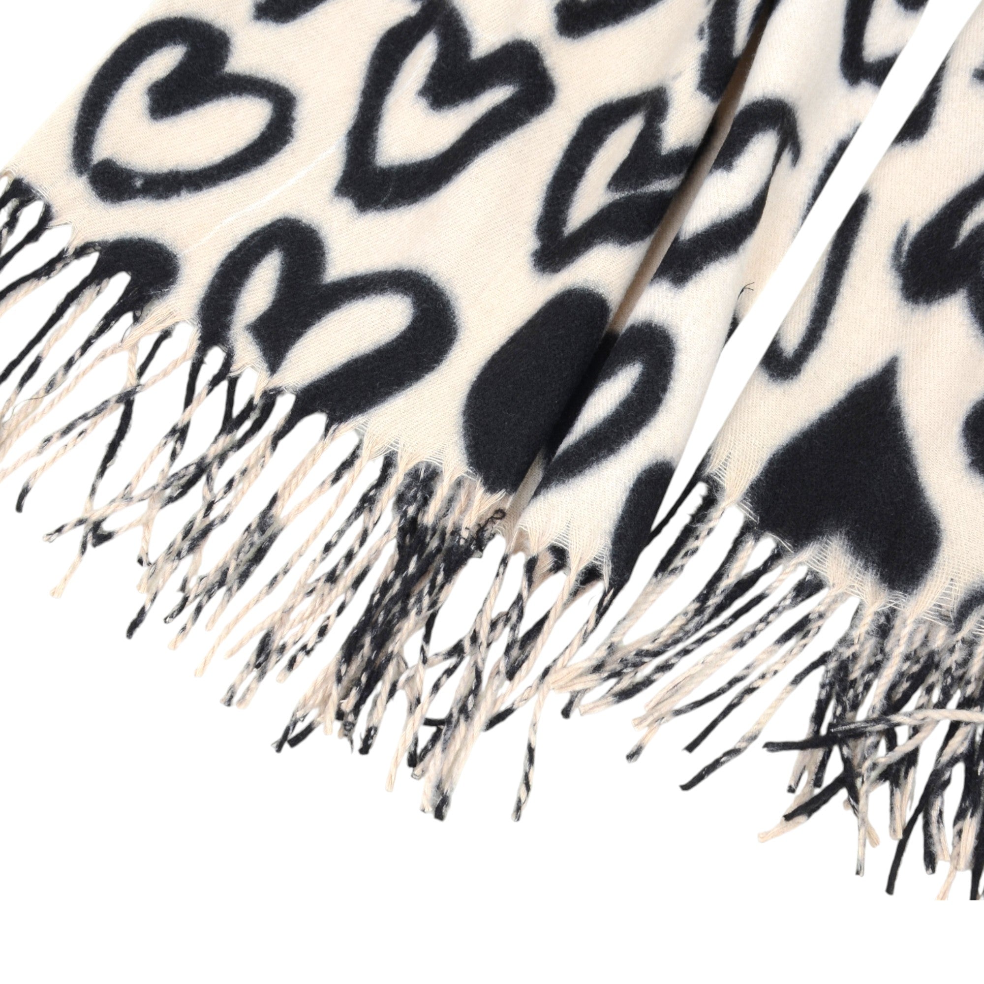 Anna-Kaci Women's Soft Heart Pattern Brushed Scarf with Fringe Tassel Ends 70.5¡Á27.5 Inches
