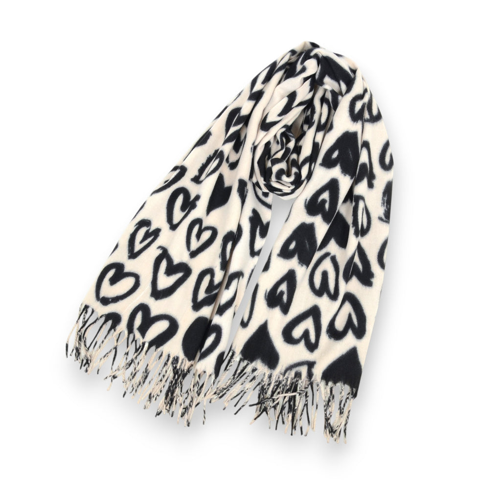 Anna-Kaci Women's Soft Heart Pattern Brushed Scarf with Fringe Tassel Ends 70.5¡Á27.5 Inches