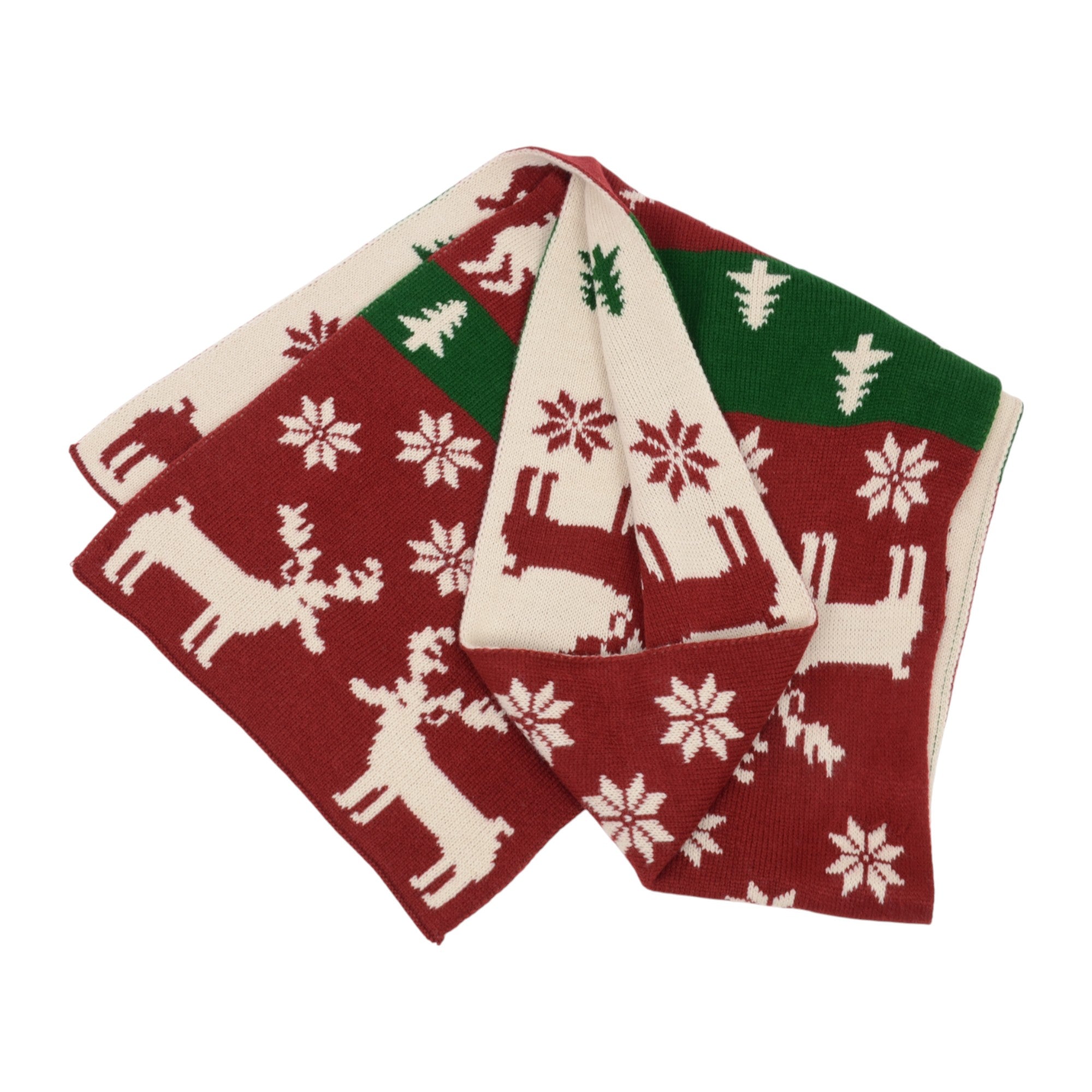 Anna-Kaci Women's Knitted Winter Scarf with Reindeer and Snowflake Holiday Pattern 66¡Á12 Inches
