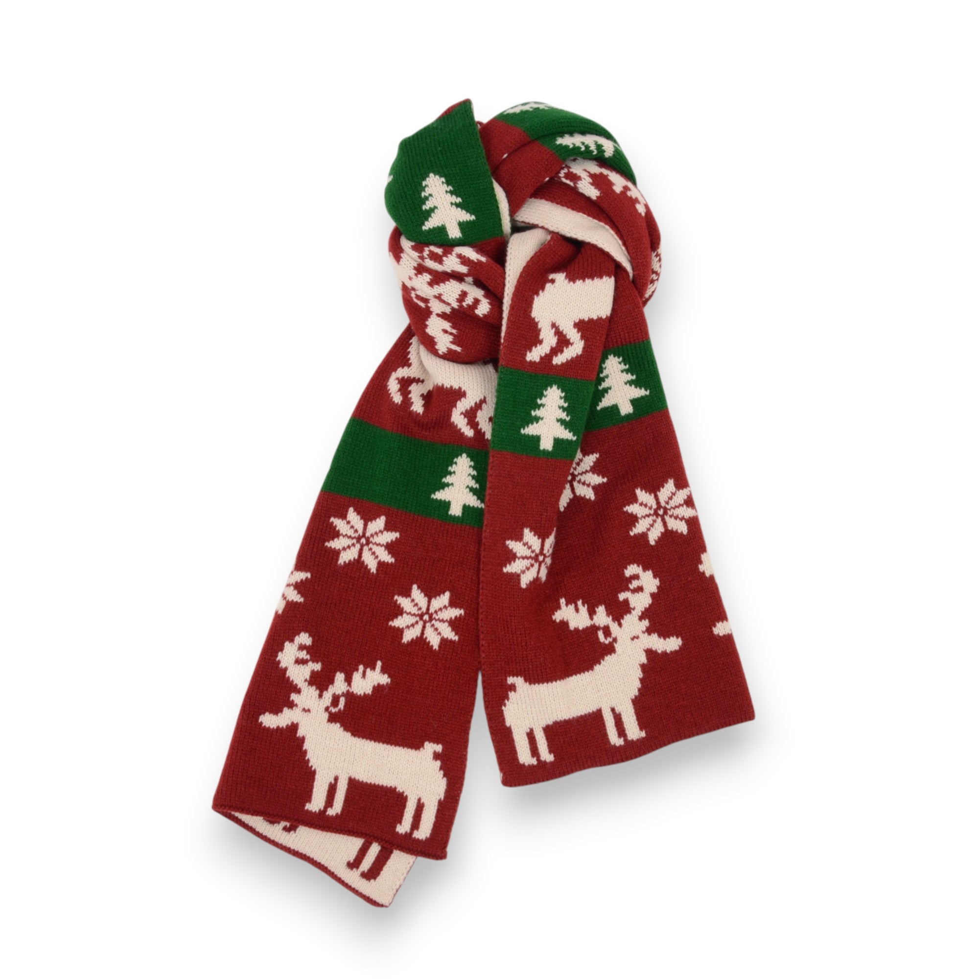 Anna-Kaci Women's Knitted Winter Scarf with Reindeer and Snowflake Holiday Pattern 66¡Á12 Inches