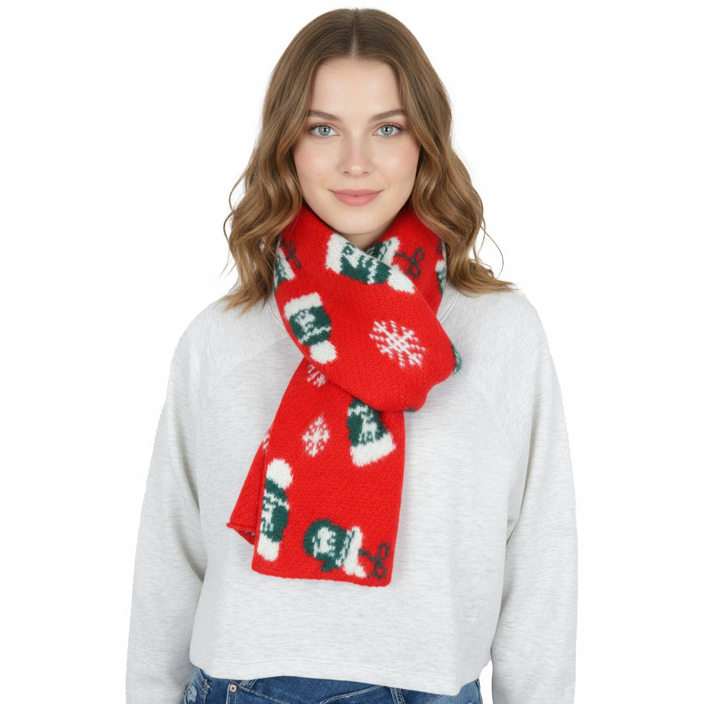 Anna-Kaci Women's Knitted Winter Scarf with Reindeer and Snowflake Holiday Pattern 66¡Á12 Inches