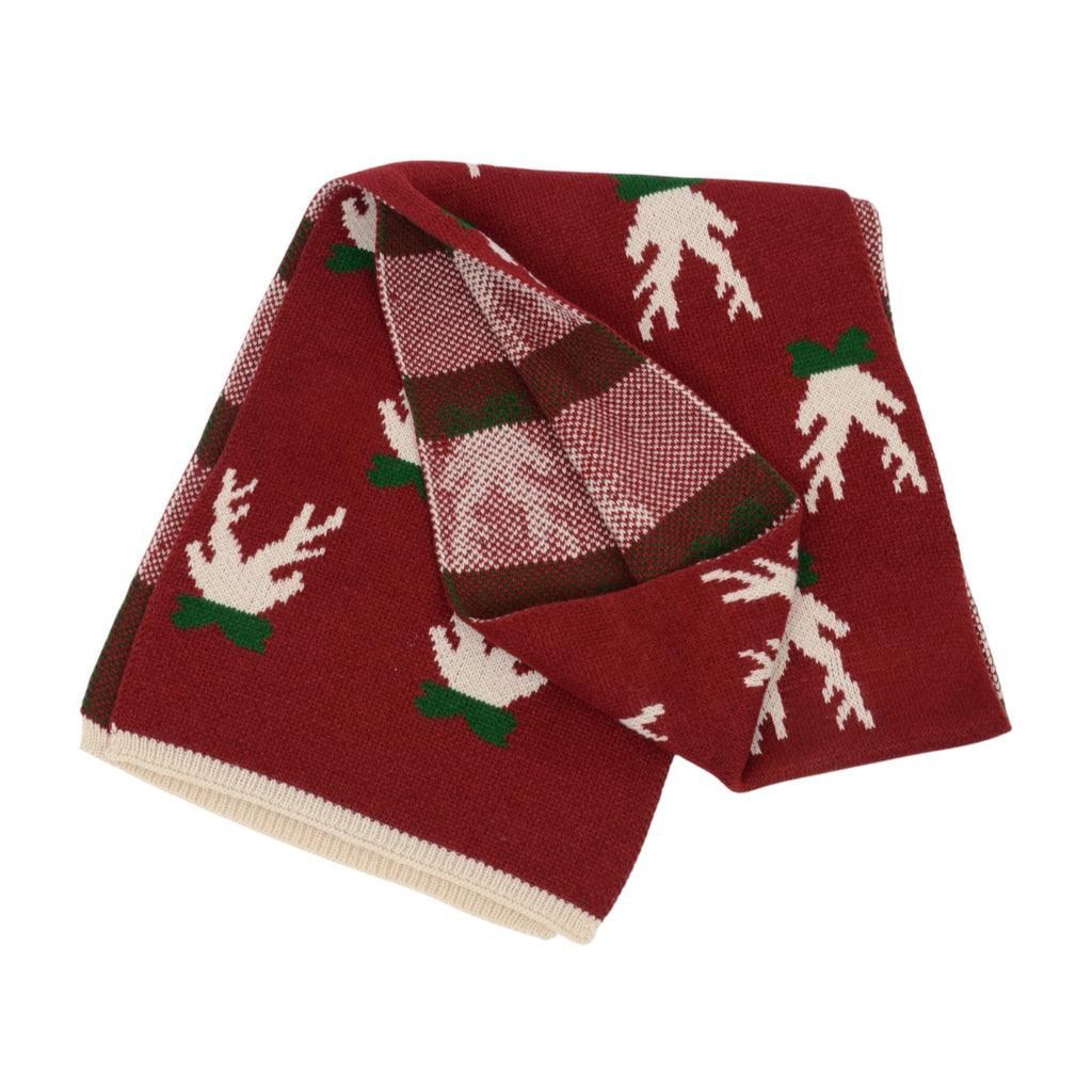 Anna-Kaci Women's Knitted Winter Scarf with Reindeer and Snowflake Holiday Pattern 66¡Á12 Inches