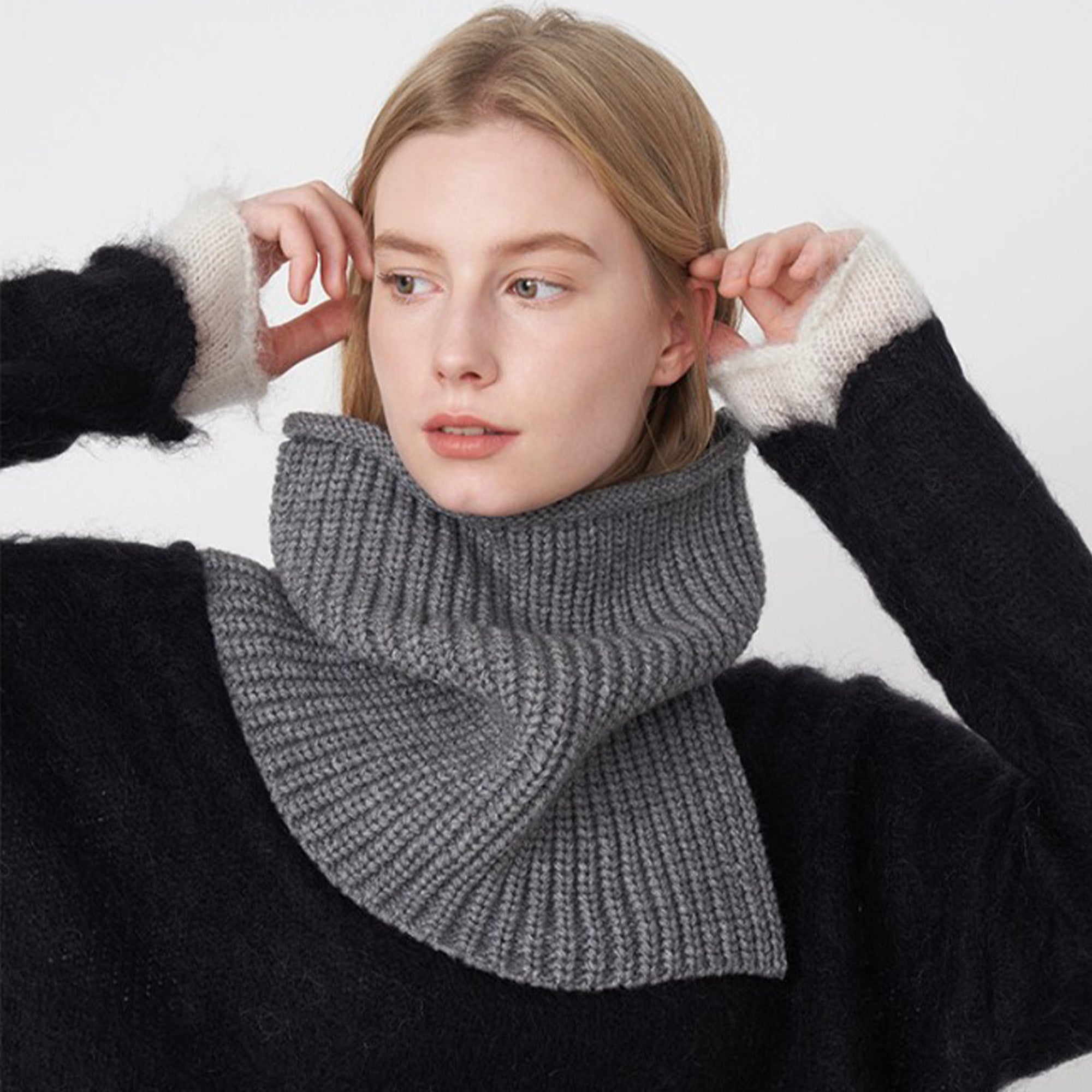 Anna-Kaci Womens Windproof Ribbed Knit Neck Warmer Split Layerable Style 12¡Á12 Inches