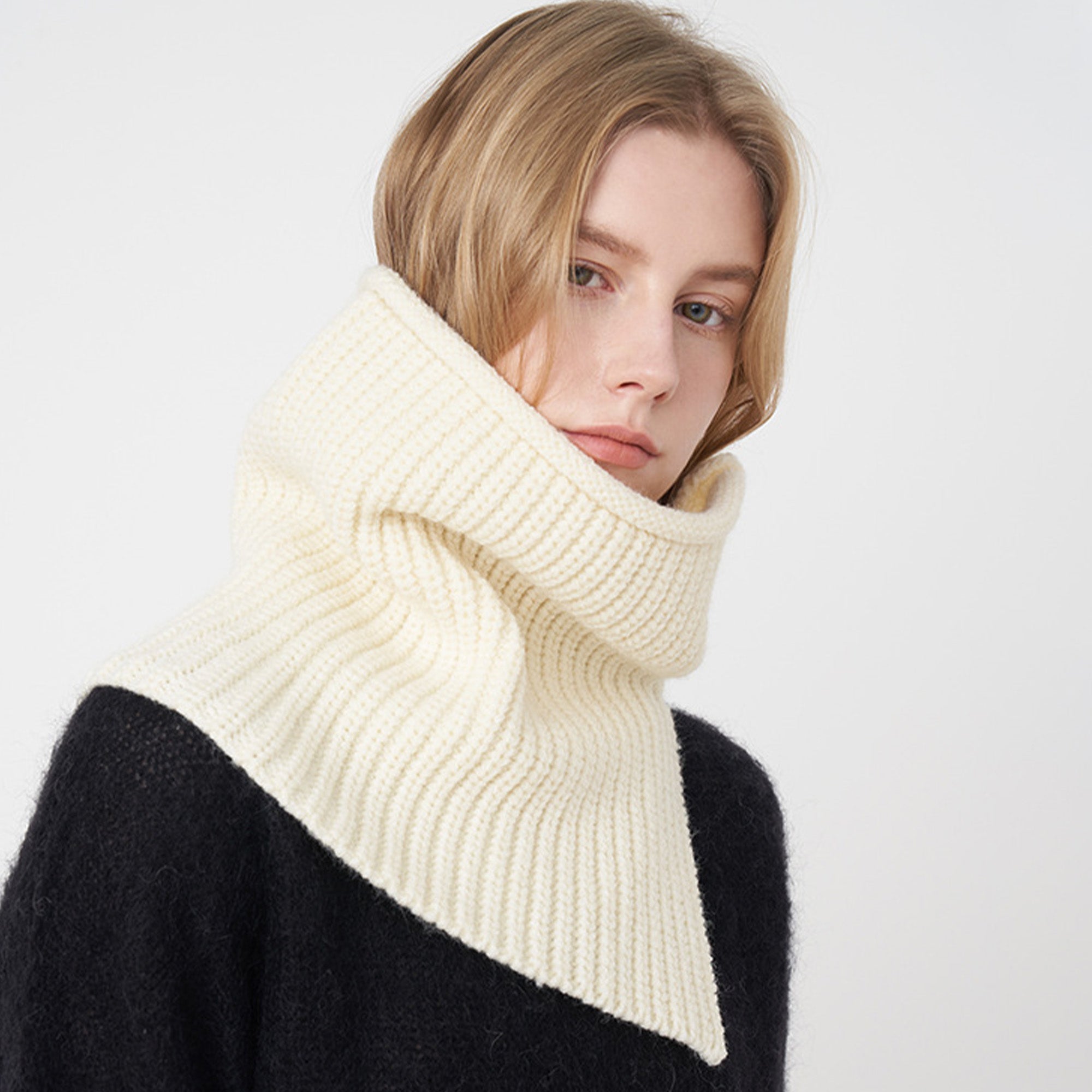 Anna-Kaci Womens Windproof Ribbed Knit Neck Warmer Split Layerable Style 12¡Á12 Inches