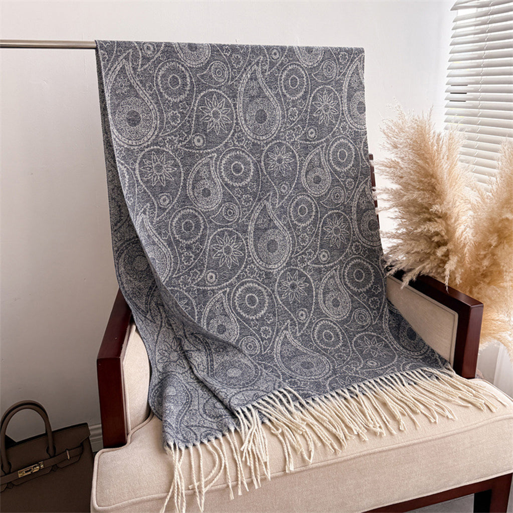 Anna-Kaci Women's Jacquard Knit Scarf with Tassel Fringe and Bohemian Floral Pattern 78.5¡Á26 Inches