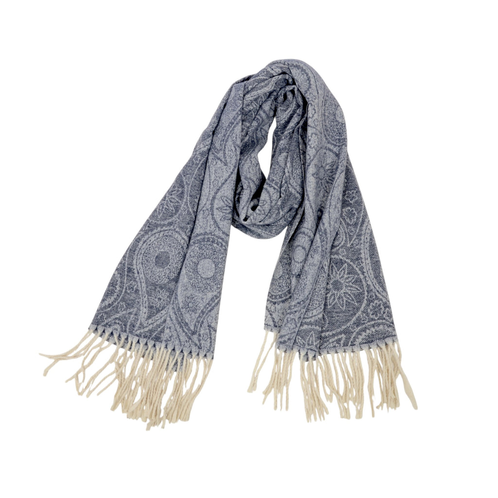 Anna-Kaci Women's Jacquard Knit Scarf with Tassel Fringe and Bohemian Floral Pattern 78.5¡Á26 Inches