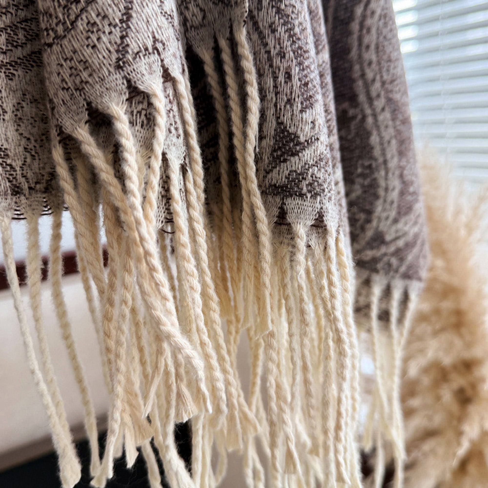 Anna-Kaci Women's Jacquard Knit Scarf with Tassel Fringe and Bohemian Floral Pattern 78.5¡Á26 Inches