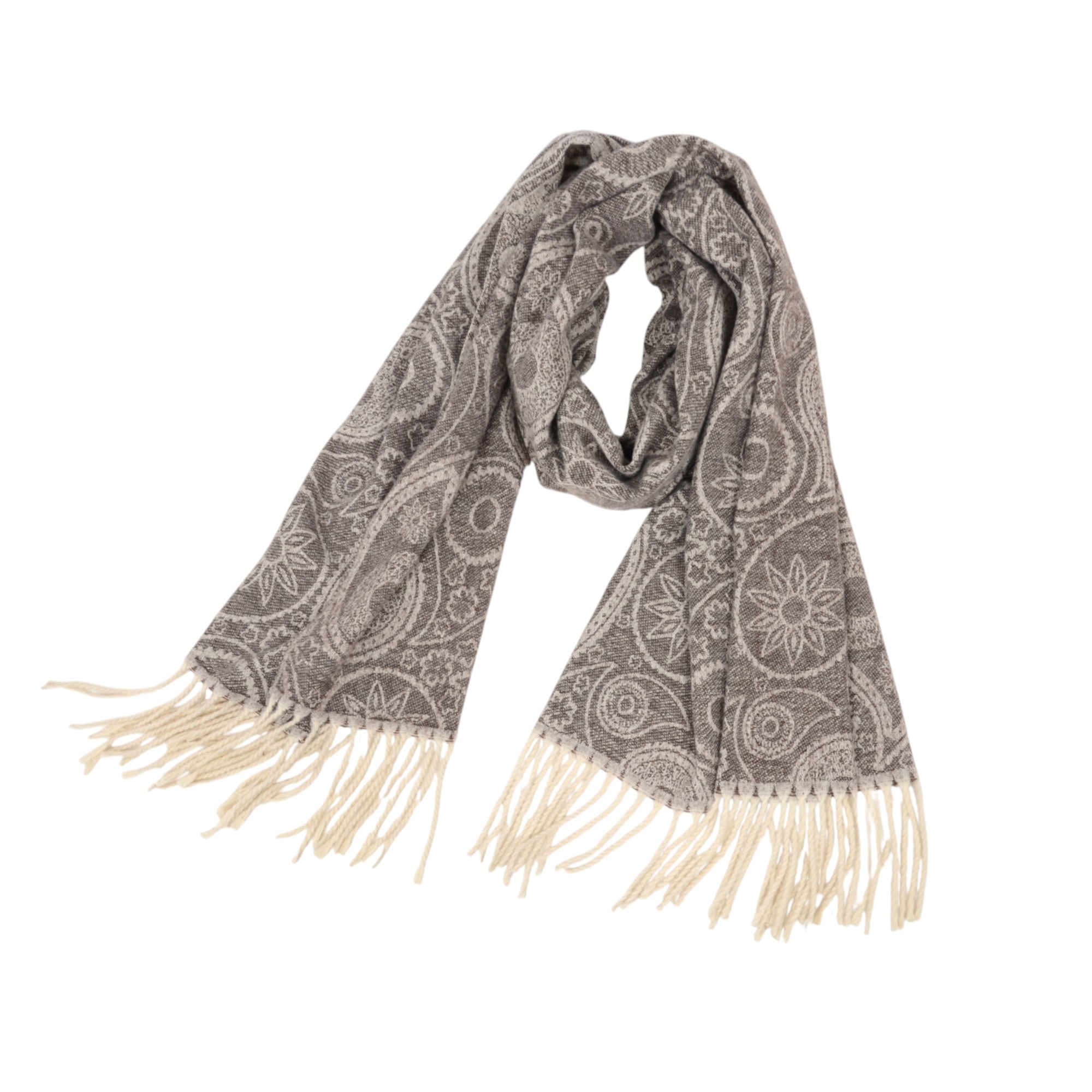 Anna-Kaci Women's Jacquard Knit Scarf with Tassel Fringe and Bohemian Floral Pattern 78.5¡Á26 Inches