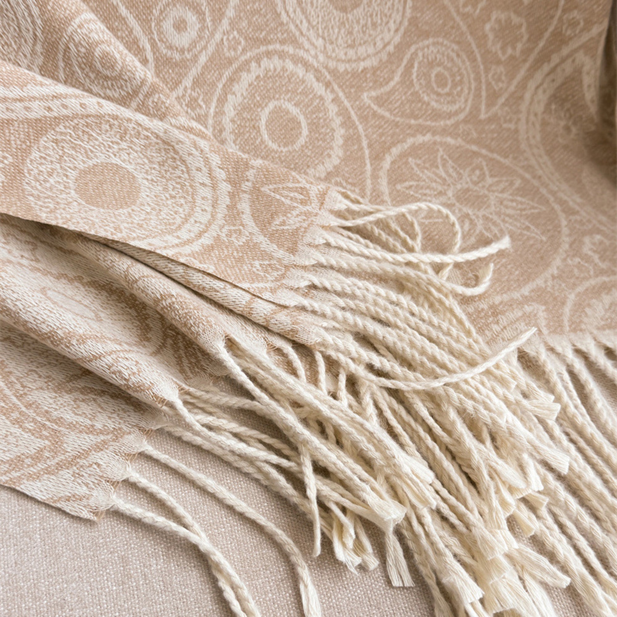 Anna-Kaci Women's Jacquard Knit Scarf with Tassel Fringe and Bohemian Floral Pattern 78.5¡Á26 Inches