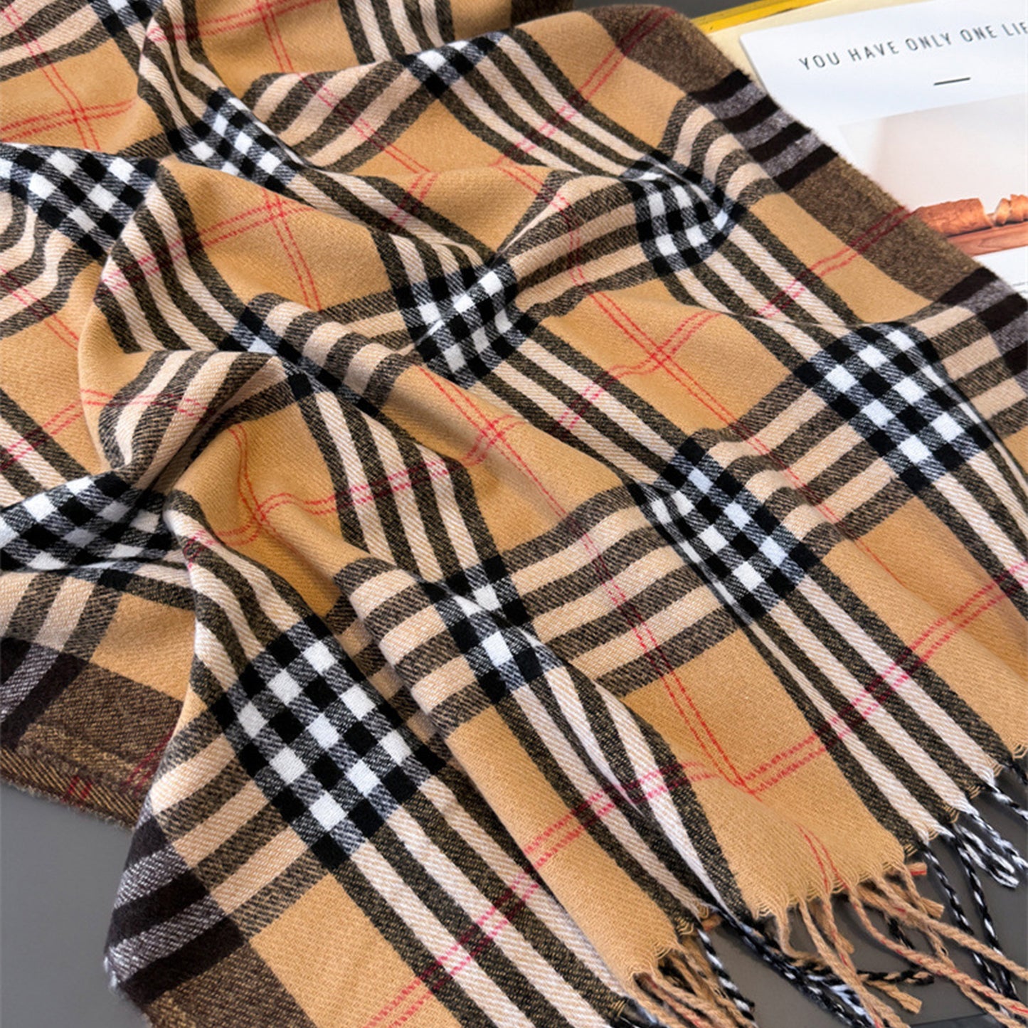 Anna-Kaci Women's Classic Plaid Cashmere-Feel Scarf with Fringed Edges 78.5¡Á24 Inches