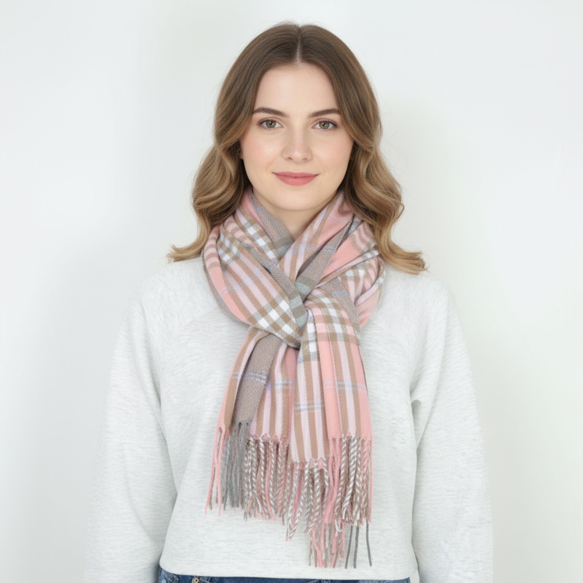 Anna-Kaci Women's Classic Plaid Cashmere-Feel Scarf with Fringed Edges 78.5¡Á24 Inches