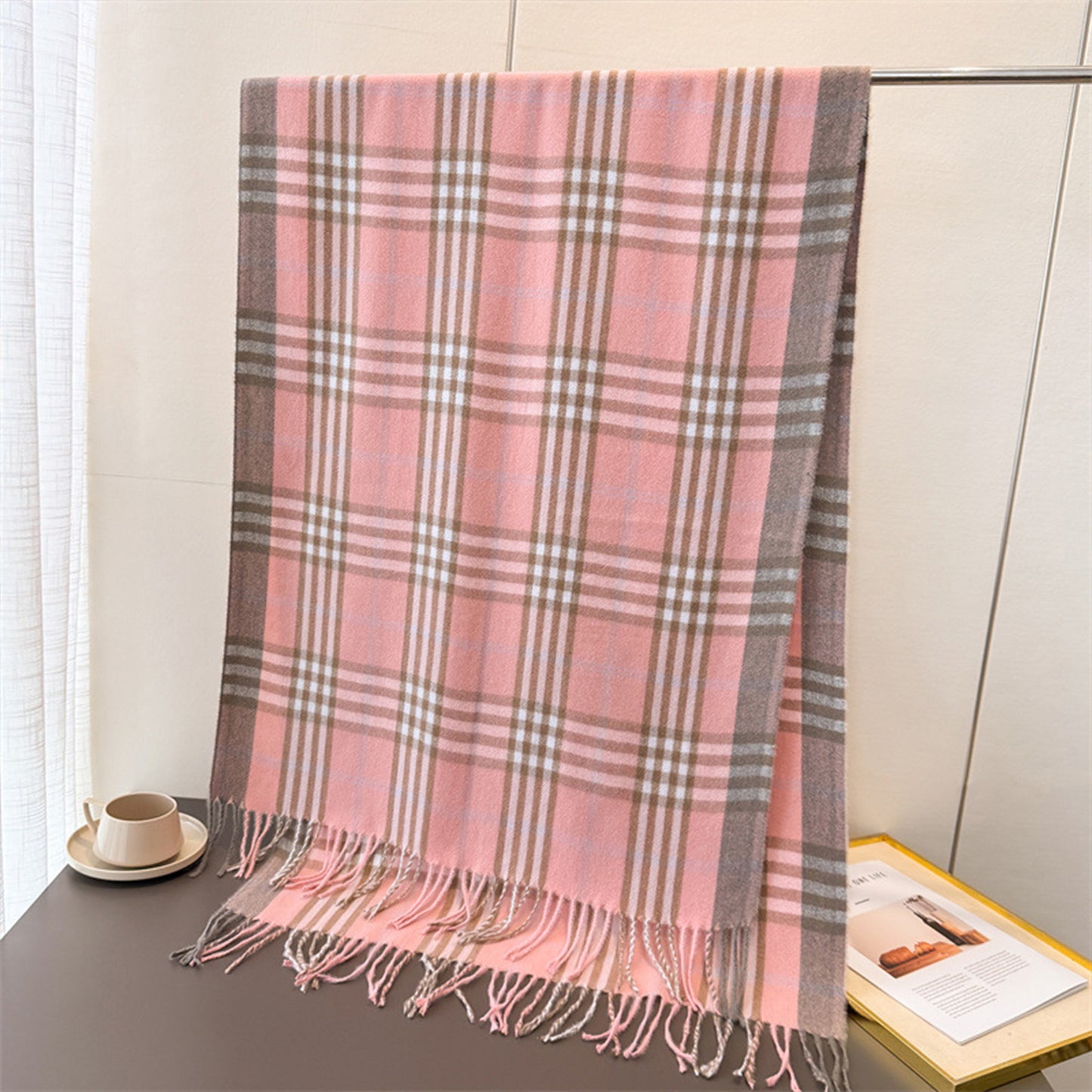 Anna-Kaci Women's Classic Plaid Cashmere-Feel Scarf with Fringed Edges 78.5¡Á24 Inches