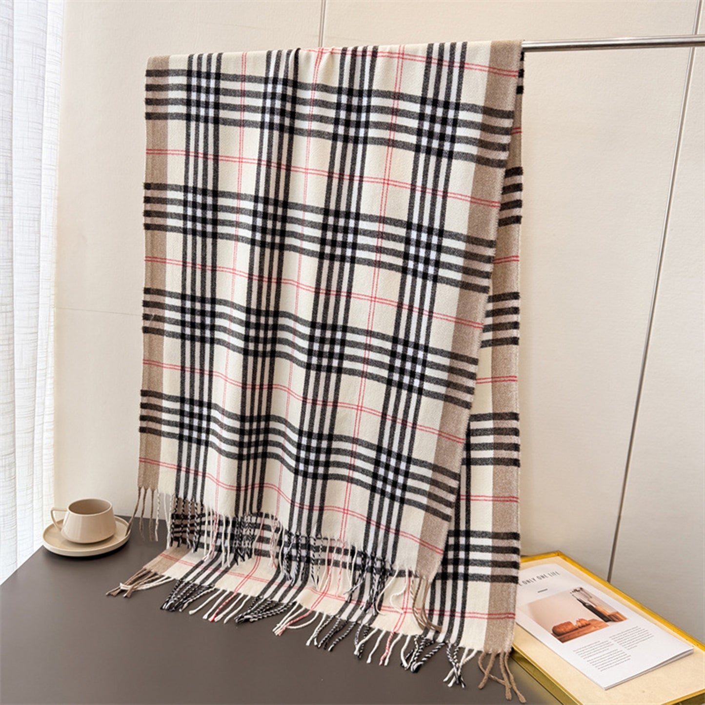 Anna-Kaci Women's Classic Plaid Cashmere-Feel Scarf with Fringed Edges 78.5¡Á24 Inches