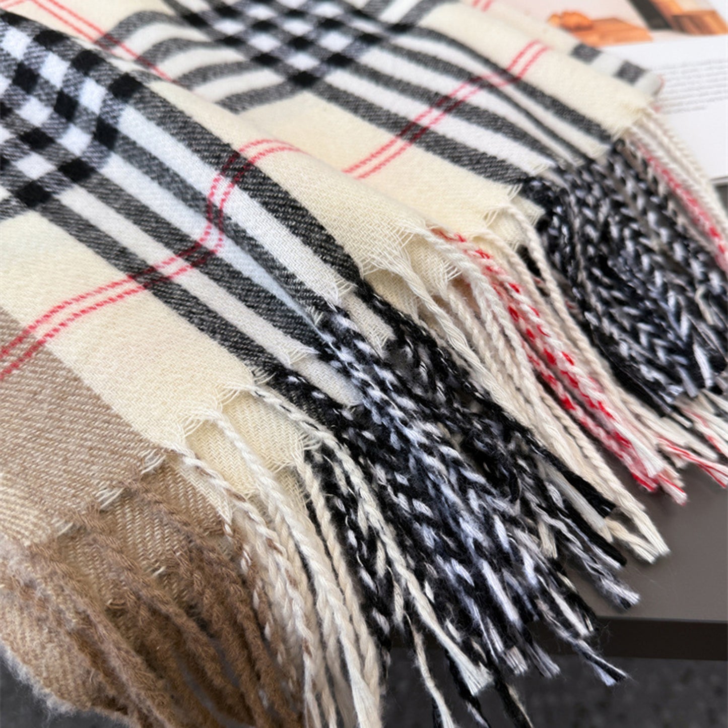 Anna-Kaci Women's Classic Plaid Cashmere-Feel Scarf with Fringed Edges 78.5¡Á24 Inches