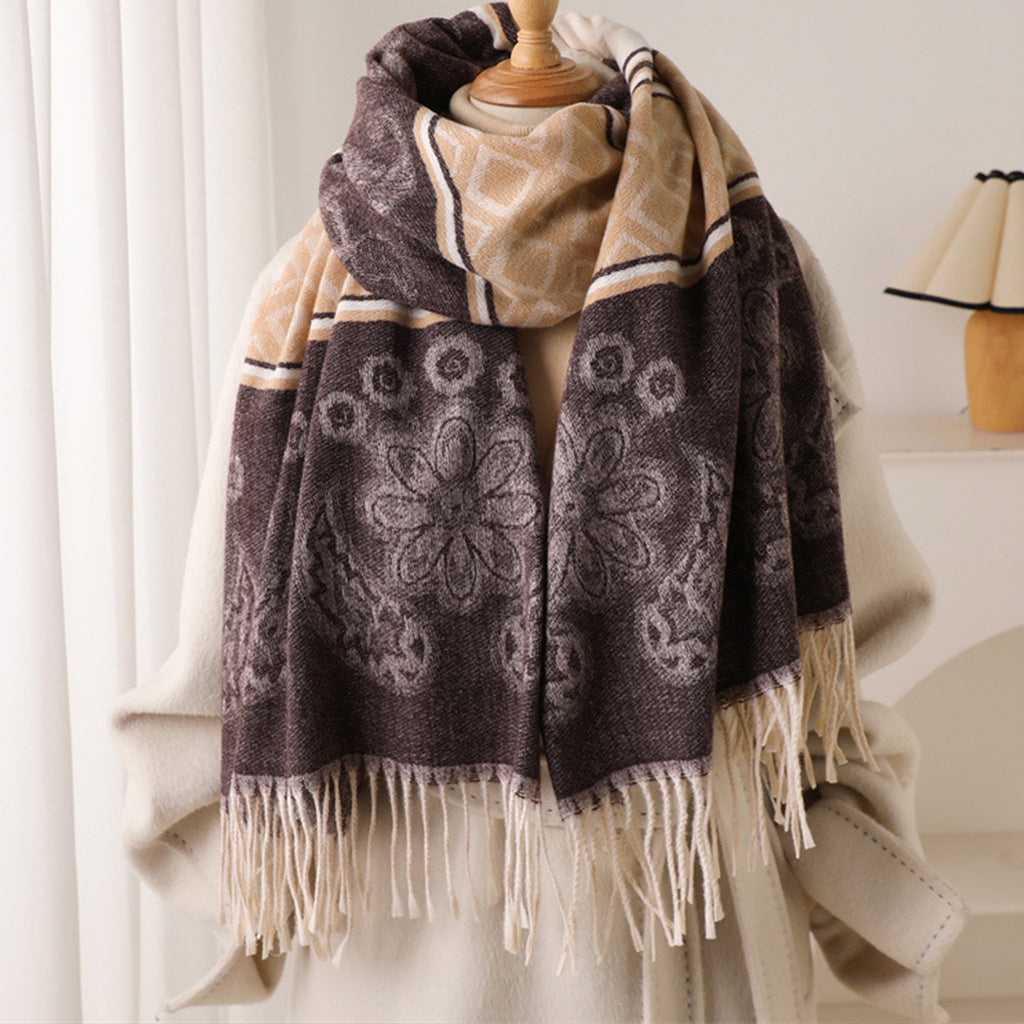 Anna-Kaci Women's Scarf with Jacquard Geometric and Paisley Pattern Fringe Design 78.5¡Á27.5 Inches