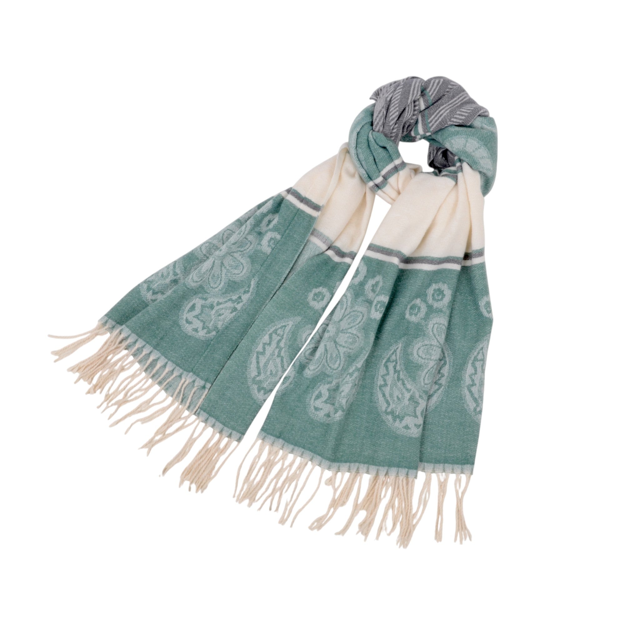 Anna-Kaci Women's Scarf with Jacquard Geometric and Paisley Pattern Fringe Design 78.5¡Á27.5 Inches