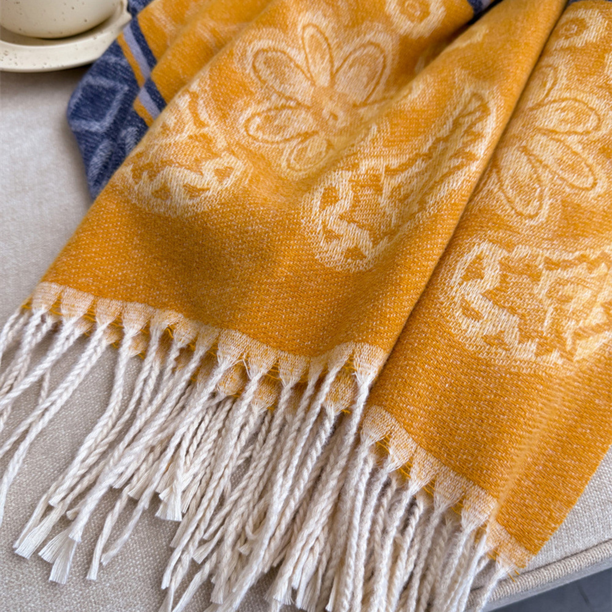 Anna-Kaci Women's Scarf with Jacquard Geometric and Paisley Pattern Fringe Design 78.5¡Á27.5 Inches