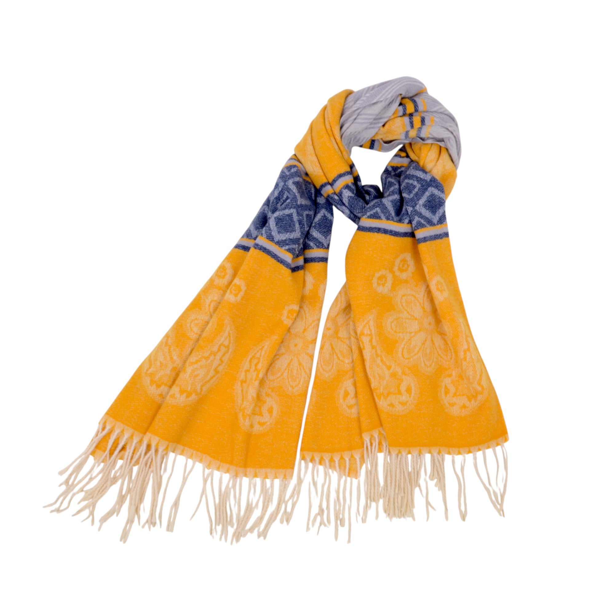 Anna-Kaci Women's Scarf with Jacquard Geometric and Paisley Pattern Fringe Design 78.5¡Á27.5 Inches