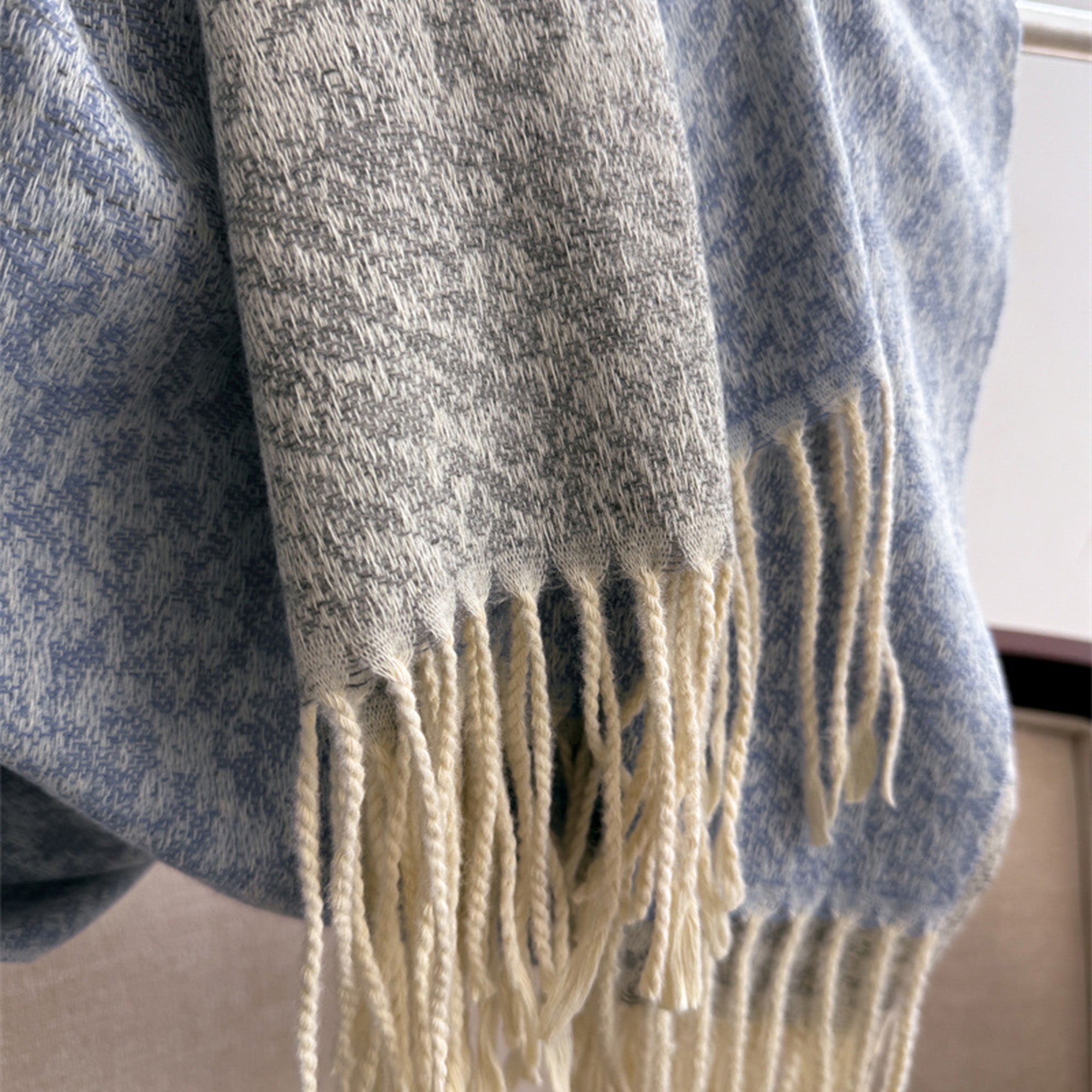Anna-Kaci Women's Reversible Cashmere-Feel Scarf with Fringe Tassel Trim 78.5¡Á26 Inches