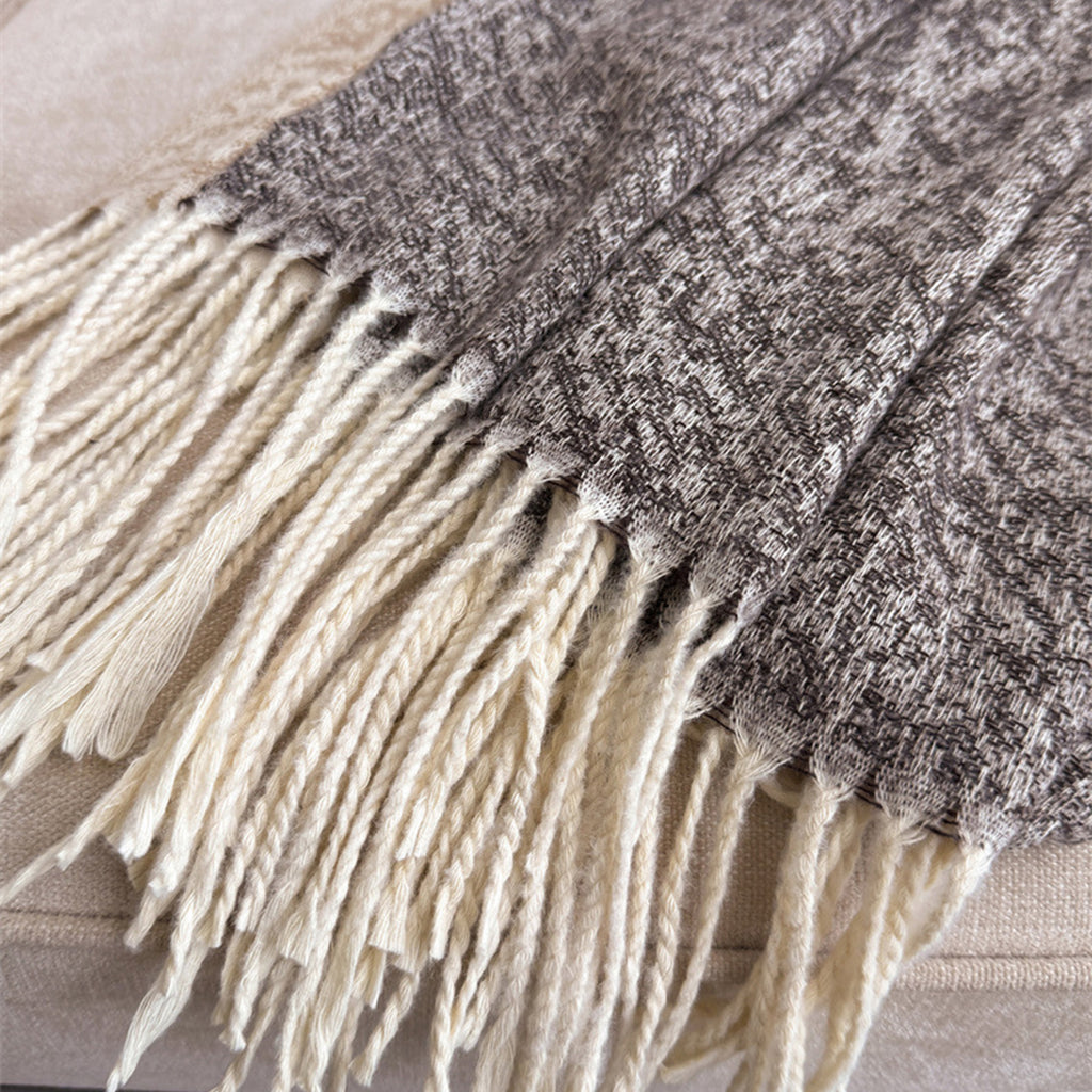 Anna-Kaci Women's Reversible Cashmere-Feel Scarf with Fringe Tassel Trim 78.5¡Á26 Inches