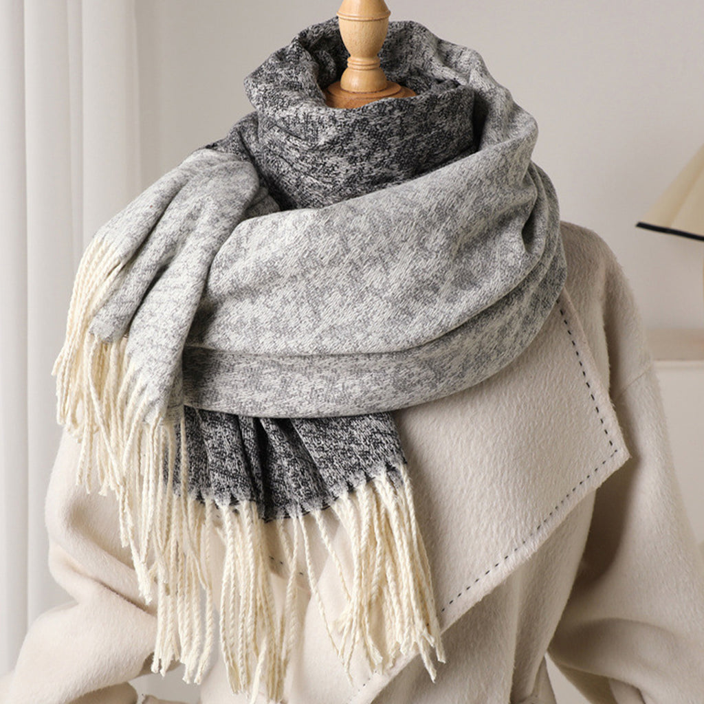 Anna-Kaci Women's Reversible Cashmere-Feel Scarf with Fringe Tassel Trim 78.5¡Á26 Inches