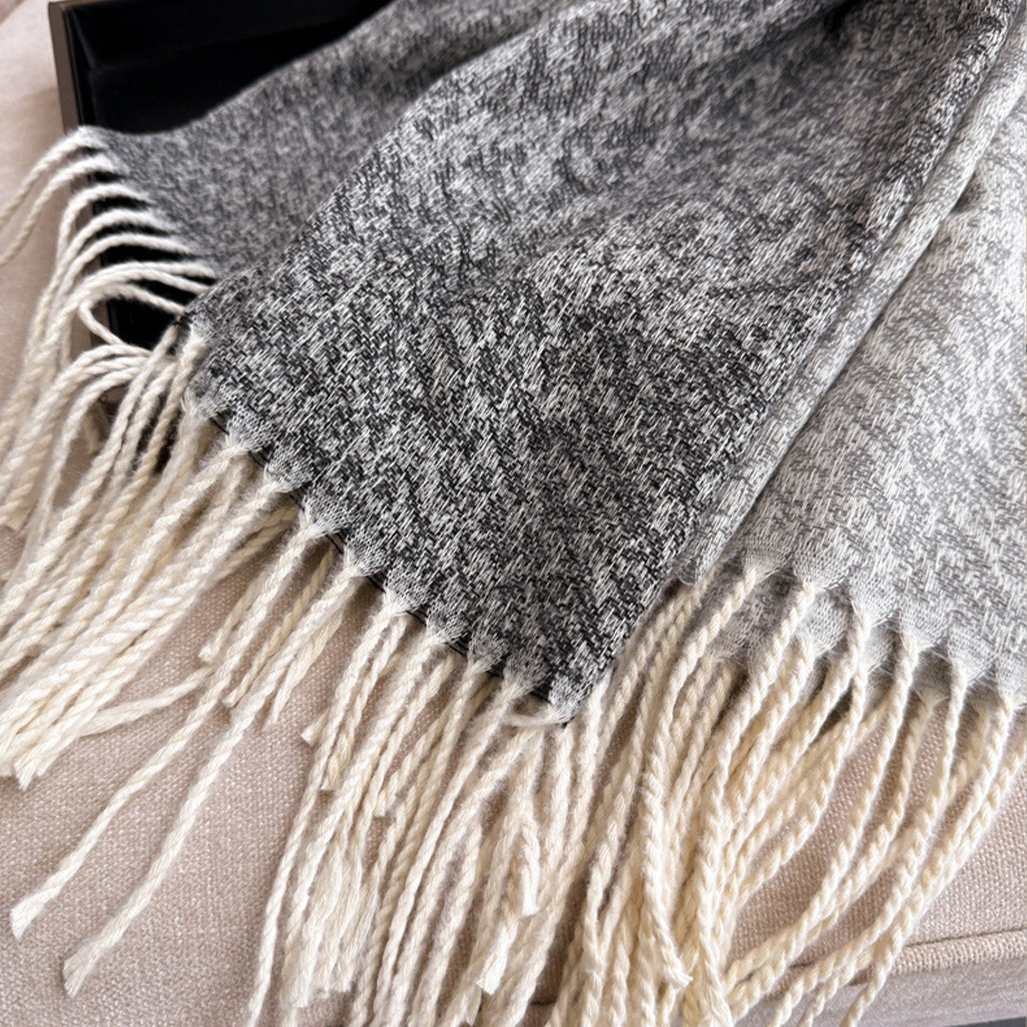 Anna-Kaci Women's Reversible Cashmere-Feel Scarf with Fringe Tassel Trim 78.5¡Á26 Inches
