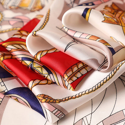 Anna-Kaci Women's Sailboat Print Satin Square Scarf 27.5¡Á27.5 Inches