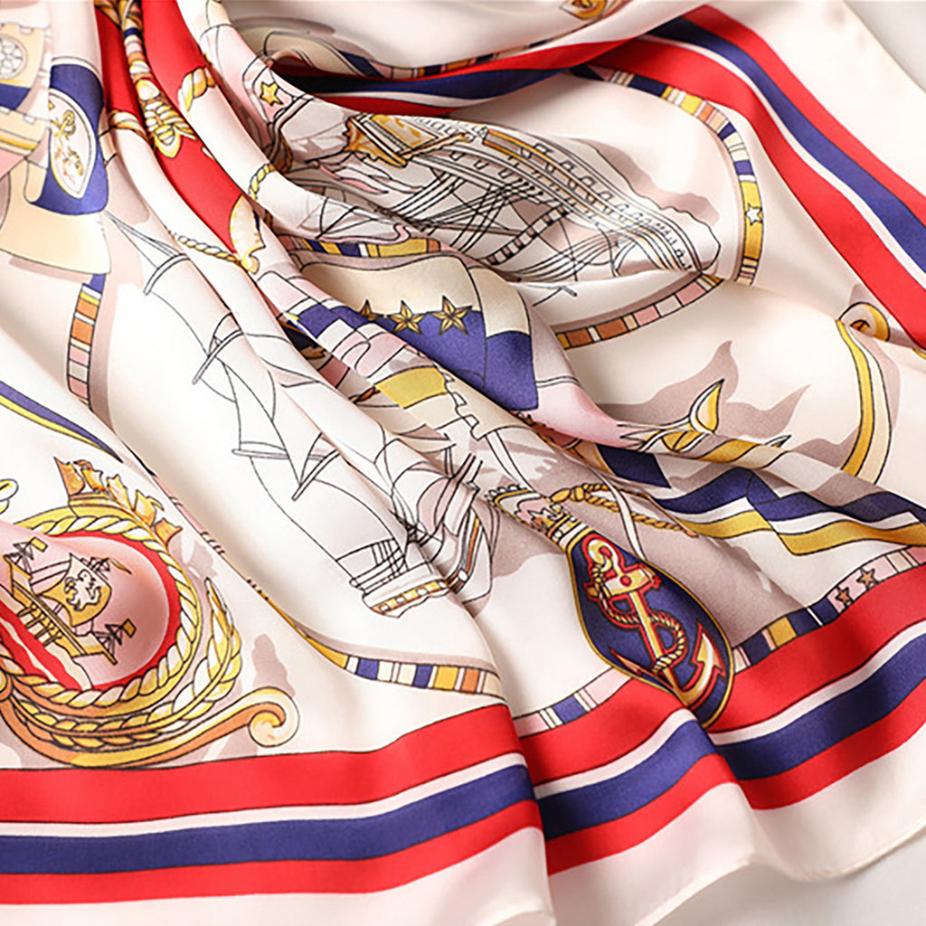 Anna-Kaci Women's Sailboat Print Satin Square Scarf 27.5¡Á27.5 Inches