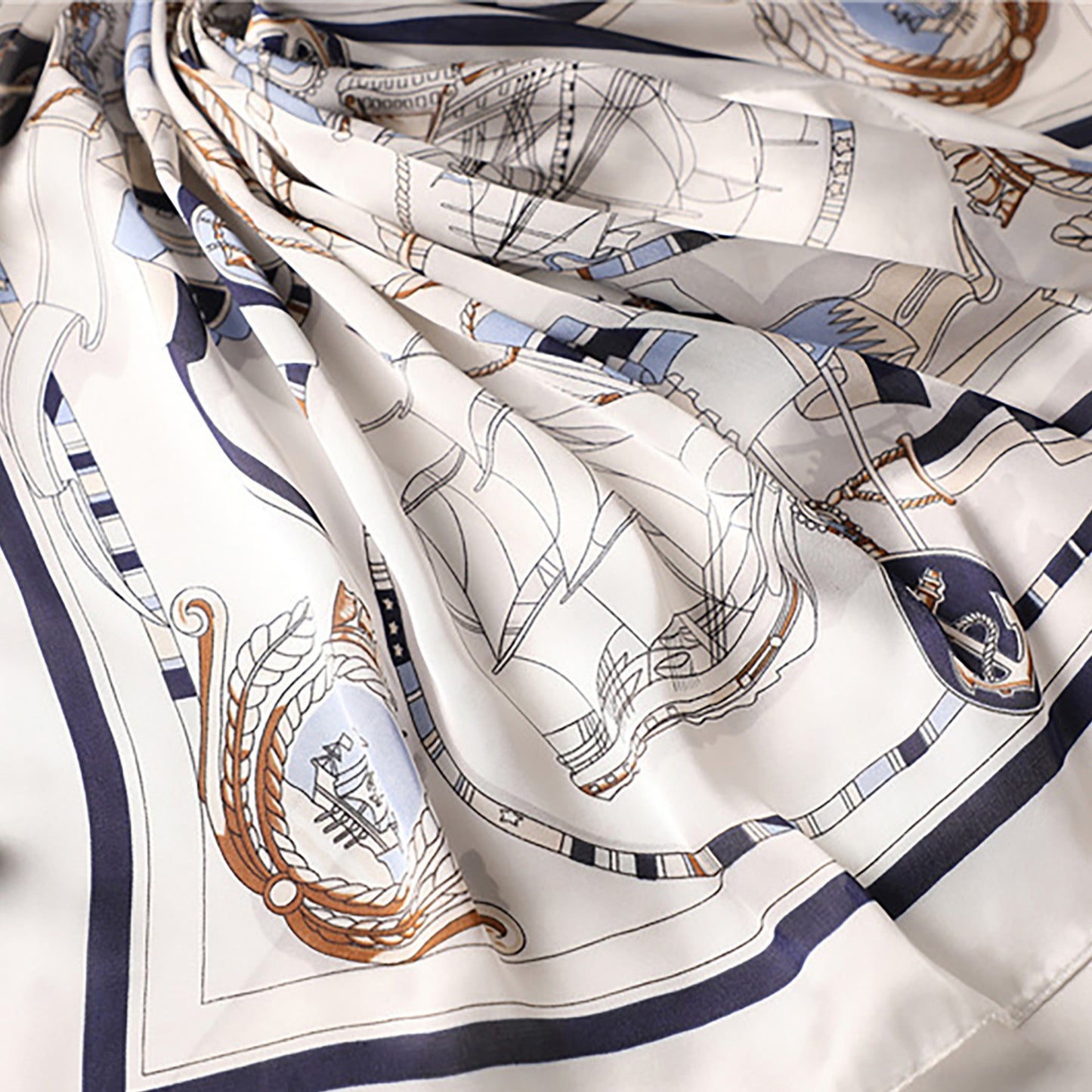 Anna-Kaci Women's Sailboat Print Satin Square Scarf 27.5¡Á27.5 Inches