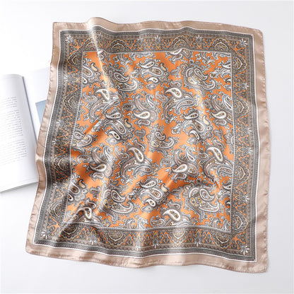 Anna-Kaci Women's Satin Square Scarf with Classic Paisley Print 23.6¡Á23.6 Inches
