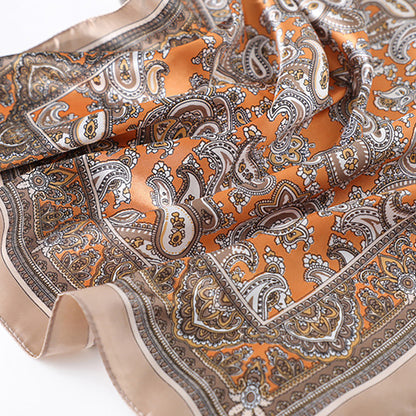 Anna-Kaci Women's Satin Square Scarf with Classic Paisley Print 23.6¡Á23.6 Inches