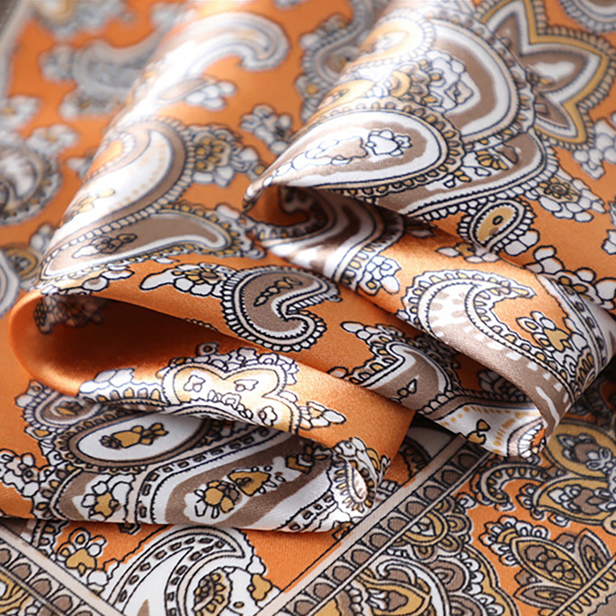 Anna-Kaci Women's Satin Square Scarf with Classic Paisley Print 23.6¡Á23.6 Inches